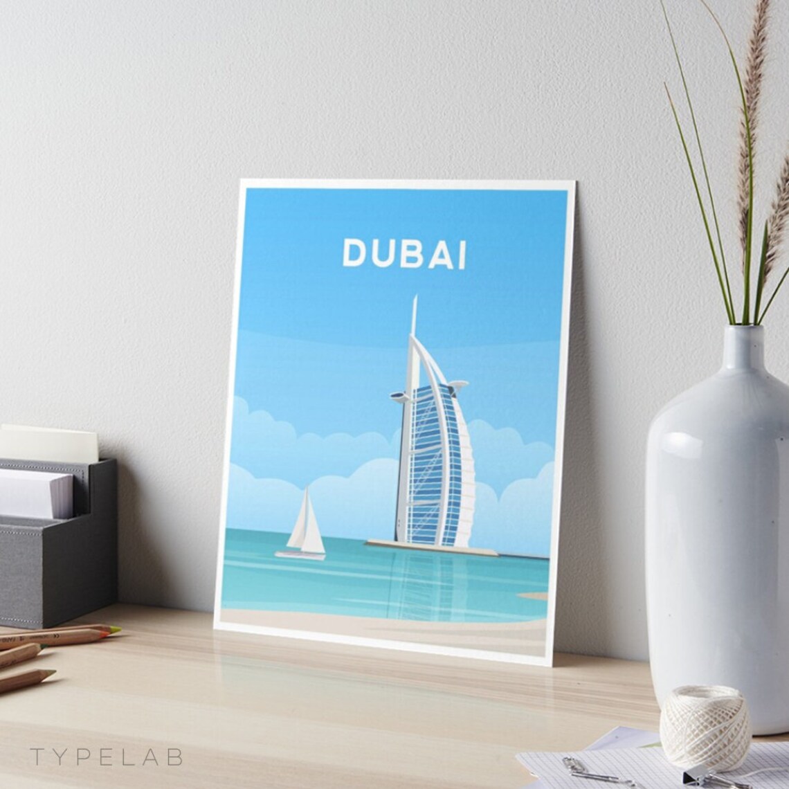 Dubai Burj Al Arab Travel Poster, United Arab Emirates