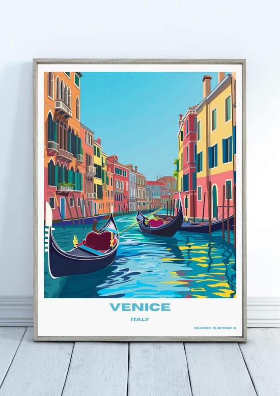 Venice Art Print Travel Poster Wall Italy