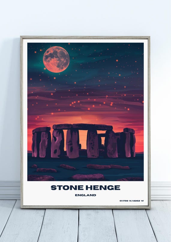Stonehenge Uk Travel Poster England Wall Art City Print Decor Personalised Gifts