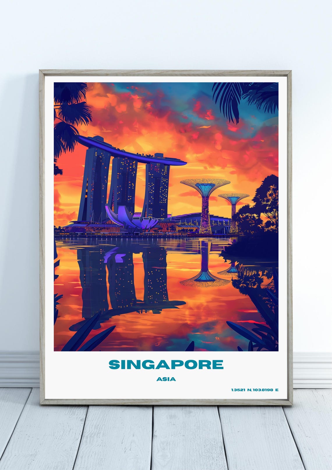 Singapore Travel Print Southeast Asia Poster Custom Personalised Wedding Birthday Gift Christmas
