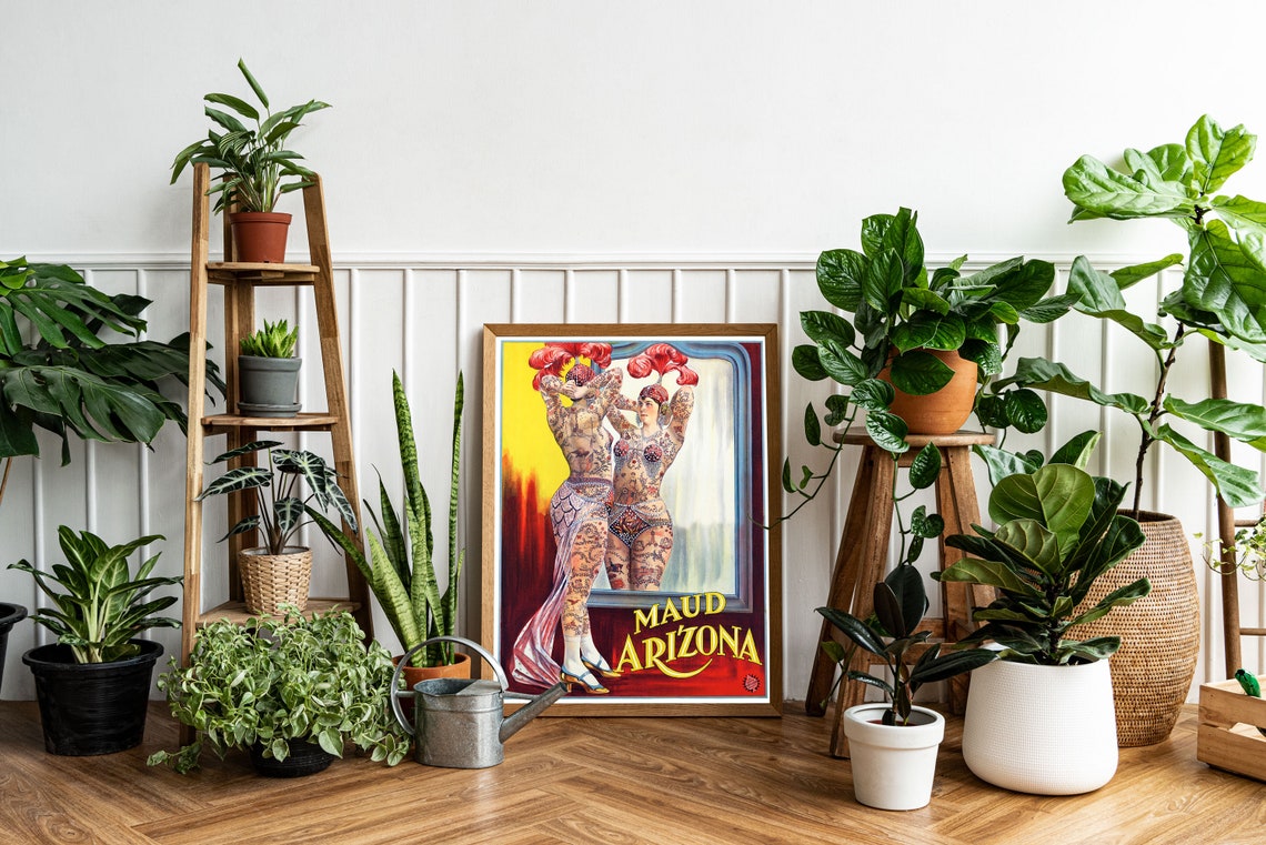 Maud Arizona Tattooed Lady Vintage Circus Sideshow Mirror Poster - Image 2