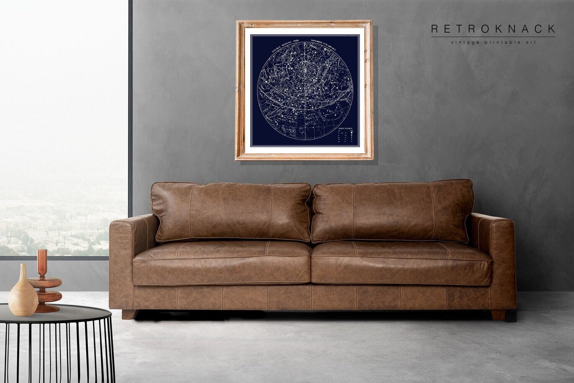 Visible Heavens July October Antique Navy Star Chart Celestial Poster - Image 2