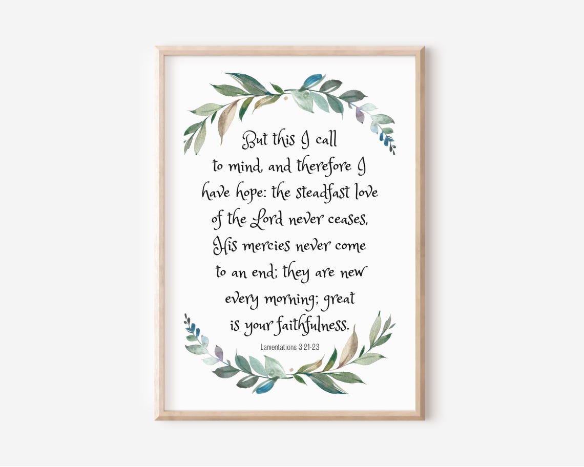 Lamentations 3 21 23 Great Is Your Faithfulness Botanical Poster