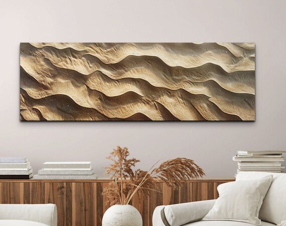 Golden Beach Sand Ripples Panoramic Abstract Desert Nature Poster