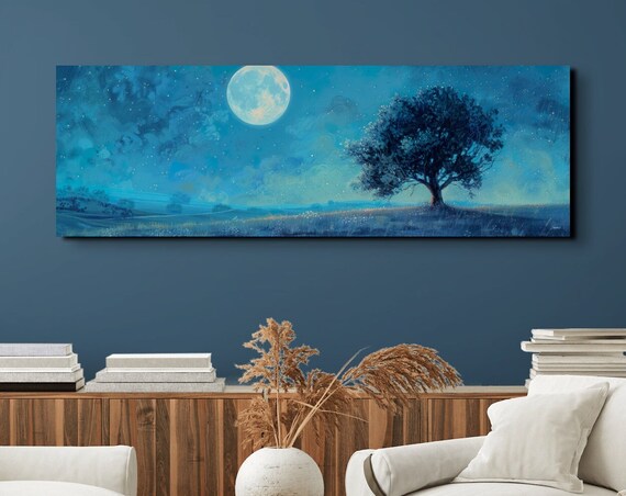 Panoramic Starry Night Sky Ready To Hang Wall Art Stars Over The Mountain Skyline Wall Art