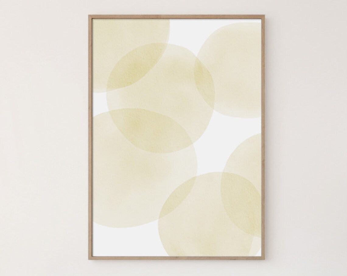 Overlapping Pale Yellow Watercolor Circles Soft Sunny Abstract Poster - Image 2