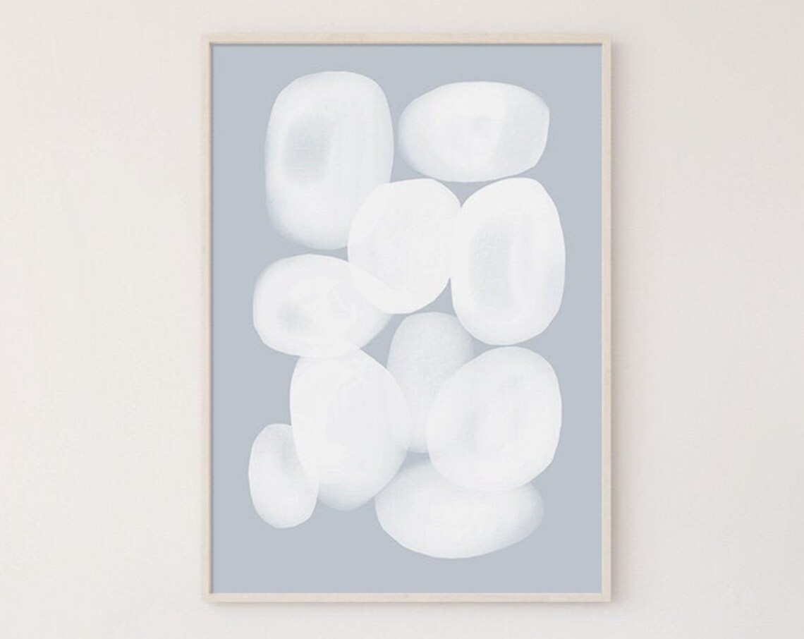 Blue Bubble Art Print, Modern Minimalist Nursery Decor