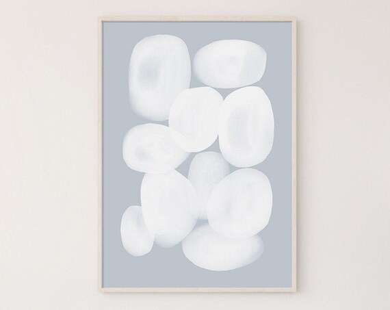 Blue Bubble Art Print, Modern Minimalist Nursery Decor