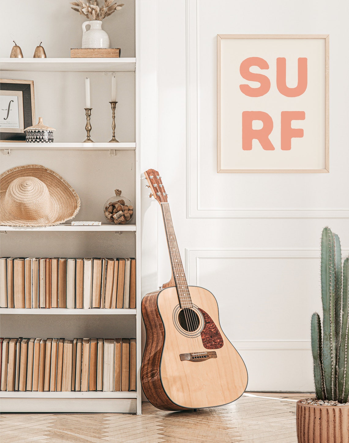 Surf Split Letter Coral Block Framed Poster for Coastal Teen Room - Image 3