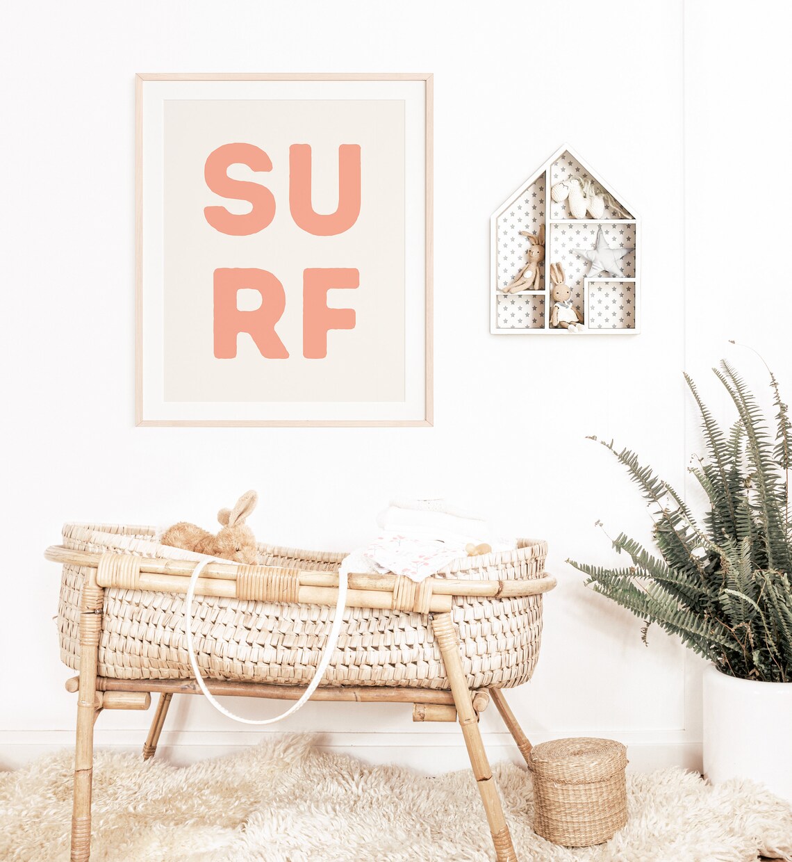 Surf Split Letter Coral Block Framed Poster for Coastal Teen Room - Image 2