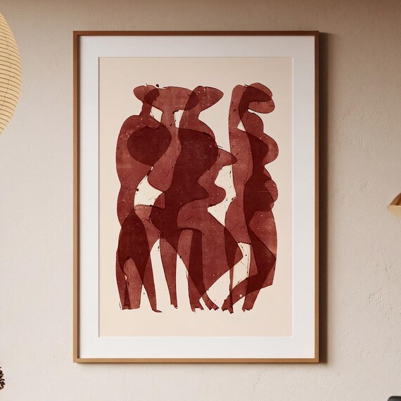 Modern Minimalist Abstract Red Figures Art Print