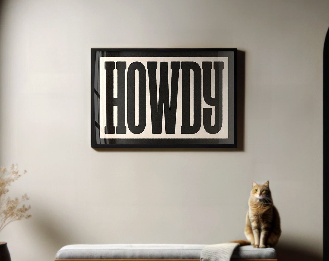 Howdy Bold Black Serif Cream Minimal Typography Modern Print