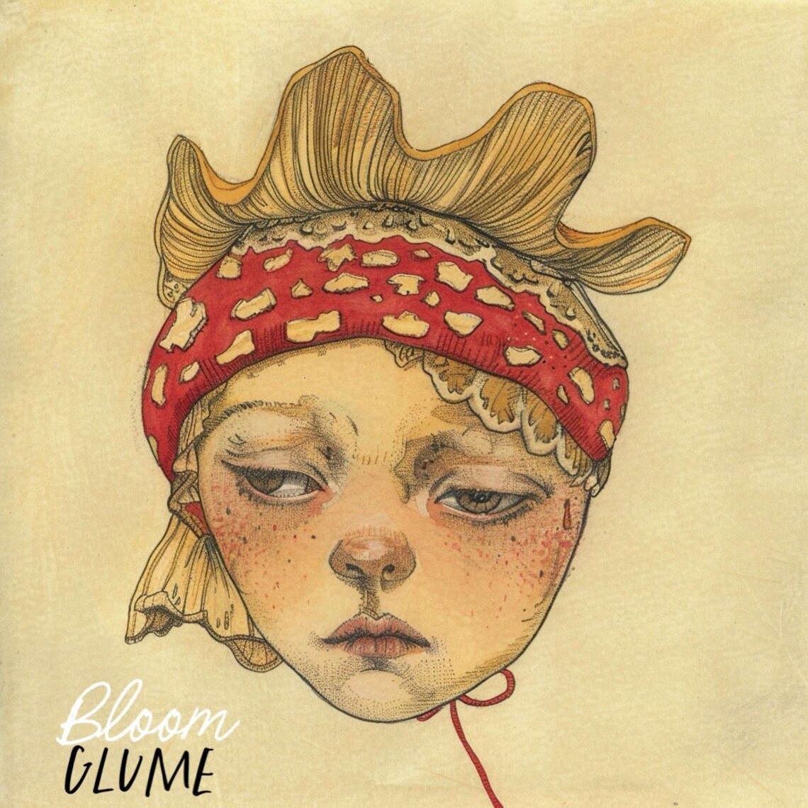 Glume Fly Agaric Mushroom Cap Melancholy Girl Cottagecore Fairy Art Print