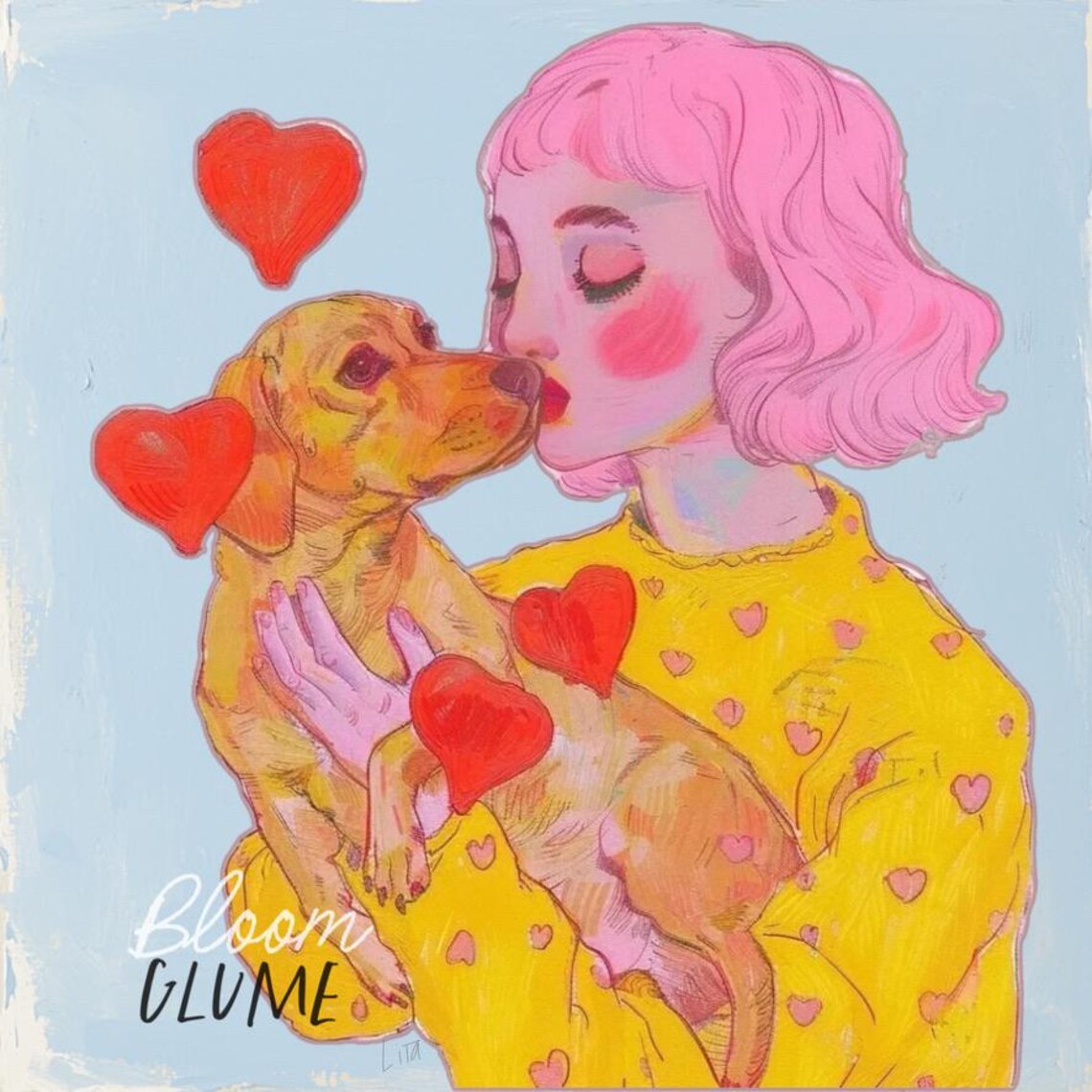 Kisses Vintage-Inspired Dachshund Valentine's Art Print - Image 3