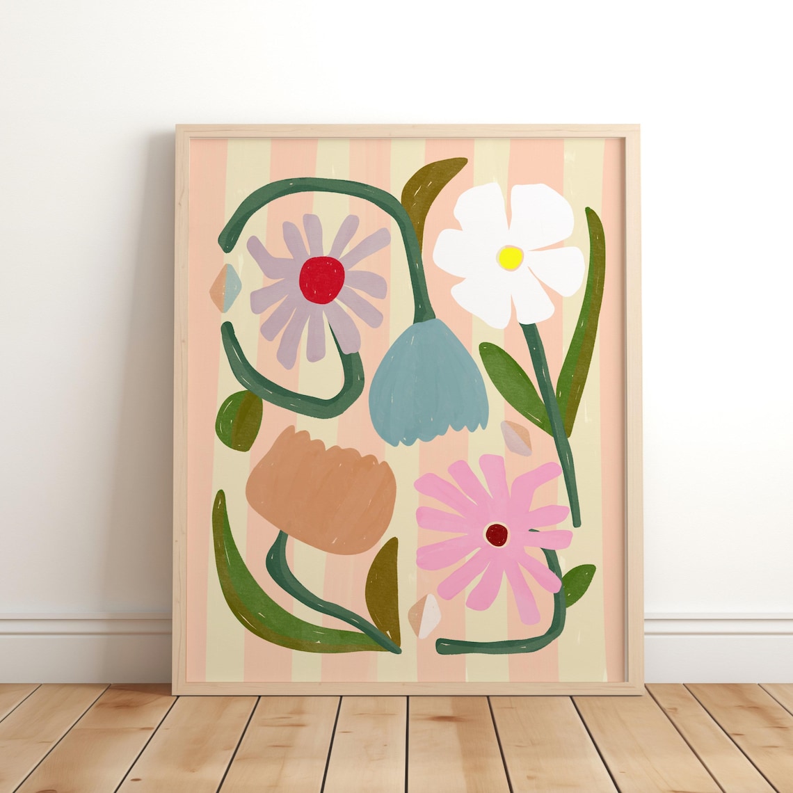 Pink Flower Nursery Illustration Art Print