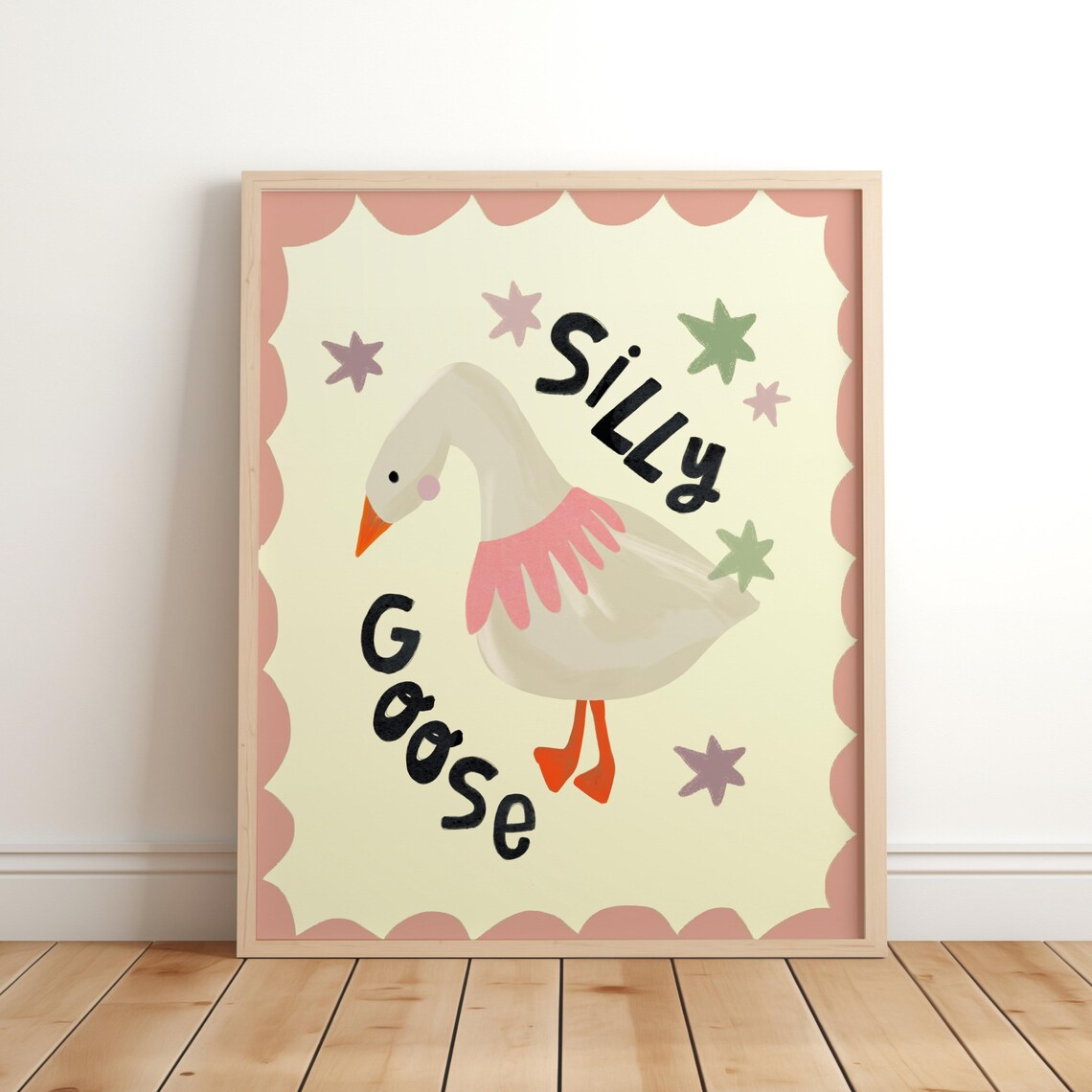 Silly Goose Nursery Kids Wall Art, Quirky Cottage Core