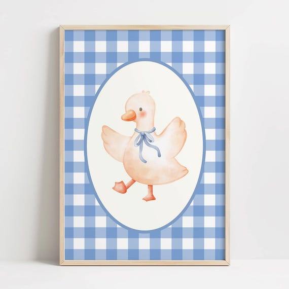Goose Nursery Decor Silly Print Baby Boy Blue Kids Room Wall Art Farm Animal Shower Gift