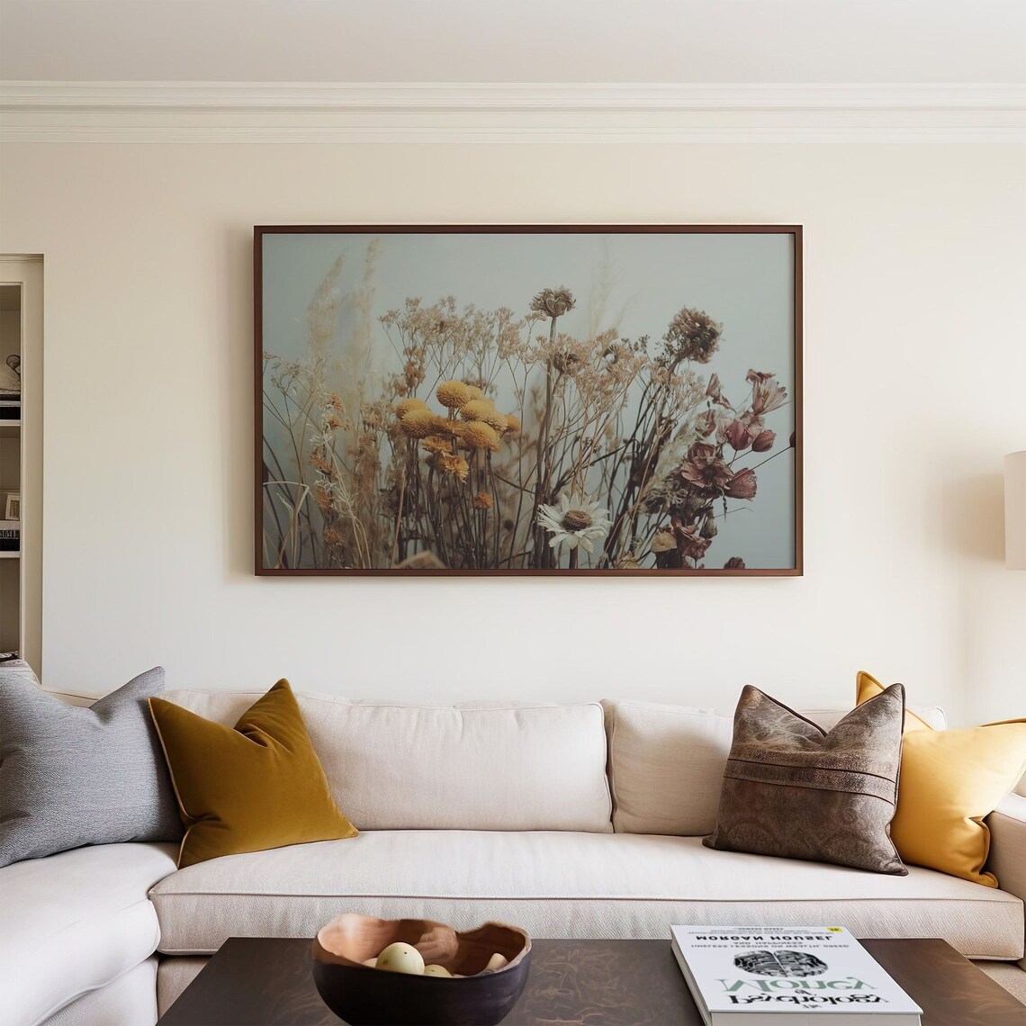 Dried Wildflowers Autumn Botanical Meadow Golden Photo Wall Art