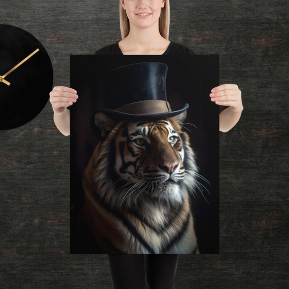 Tophat Tiger Cute Animal Poster Fancy Portrait Unique Art