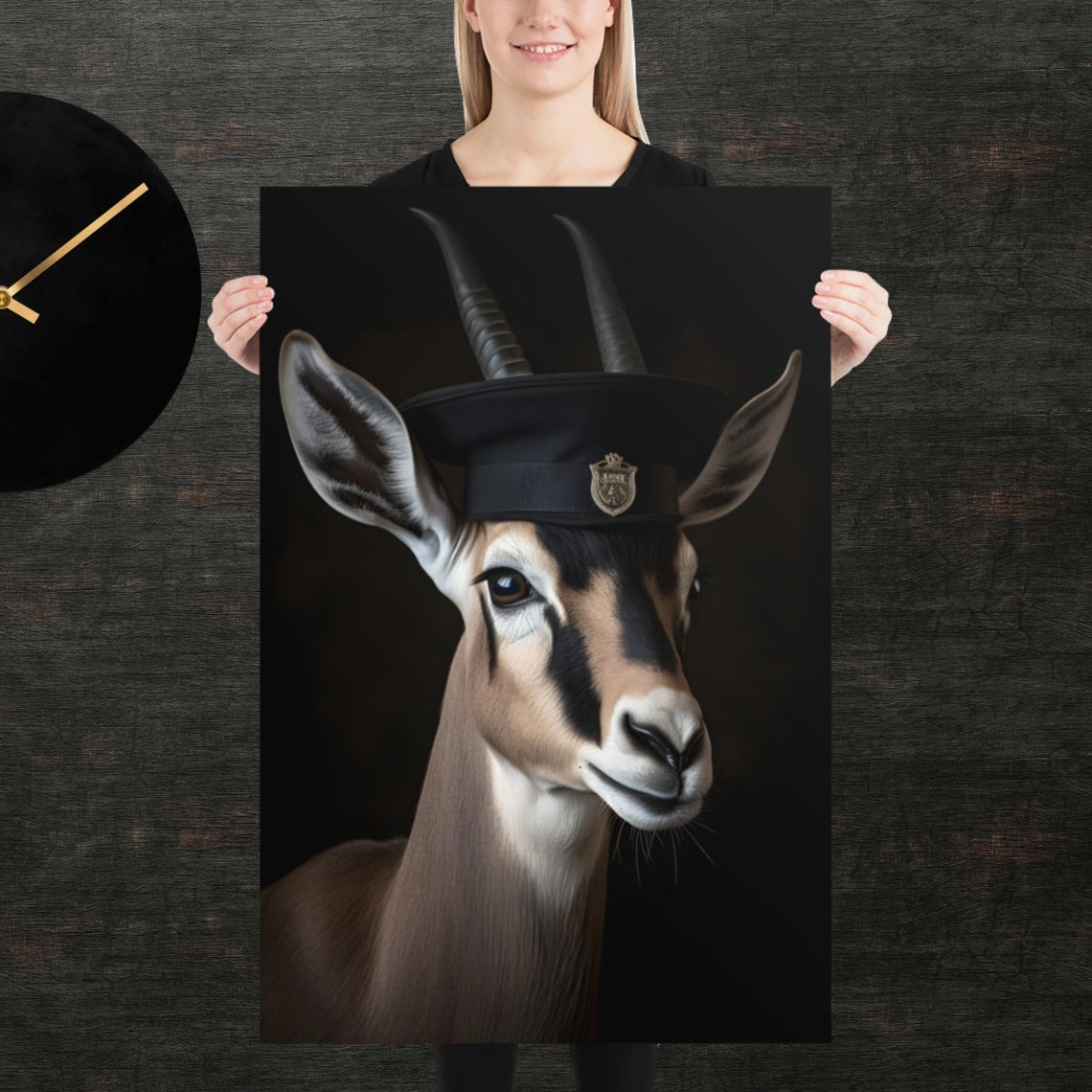 Police Deer Cute Animal Poster Fancy Portrait Unique Art Detective