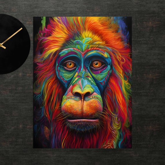 Colorful Monkey Poster Ape Art Wall Print
