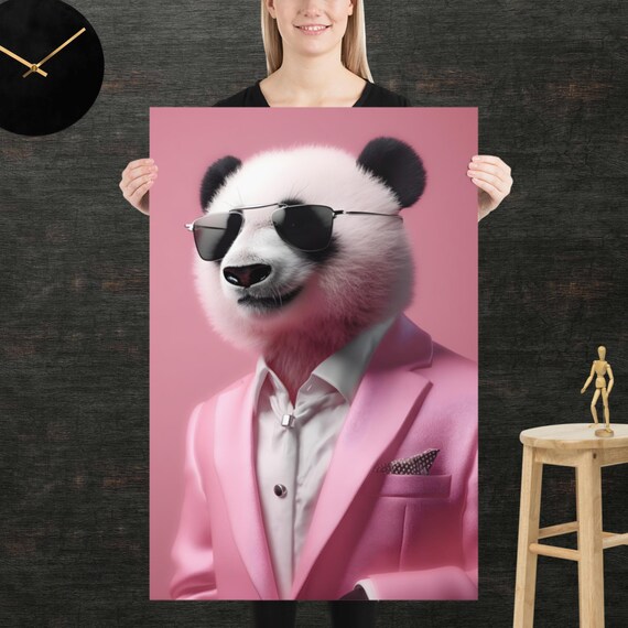 Panda 80s Style Retro Poster Eighties Wall Art Living Room Funny Decor