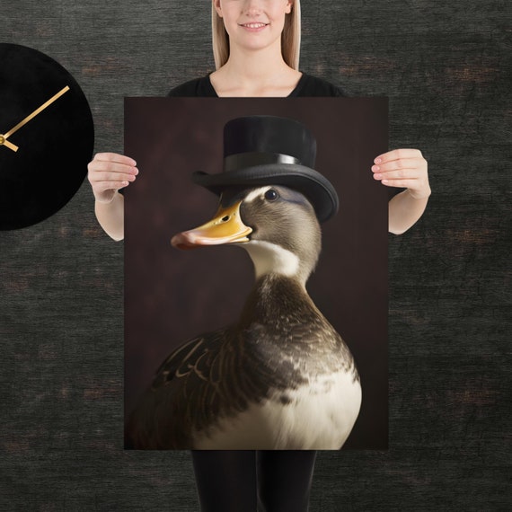 Tophat Duck Cute Animal Poster Fancy Portrait Unique Art