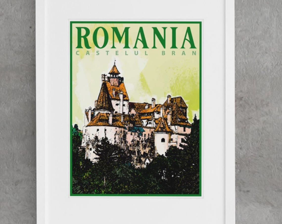 Romania Bran Castle Transylvania Fortress Vintage Travel Poster