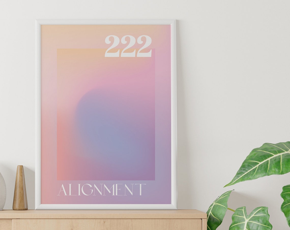Angel Number 222 Alignment Print Art Spiritual Manifestation Gradient Aura Wall Art Cute Trendy Wall Art - Image 4