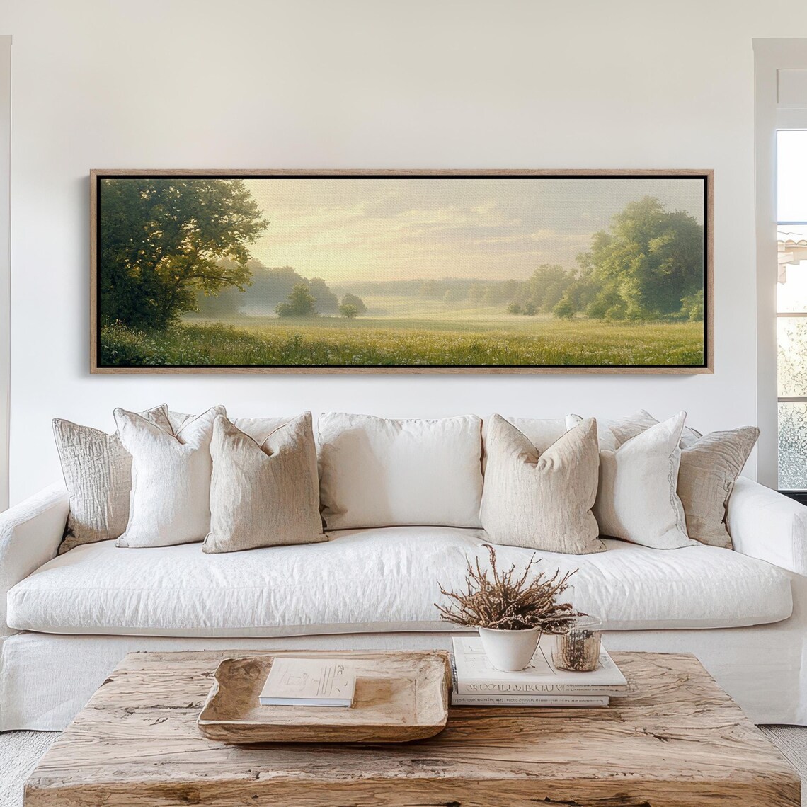 Tranquil Morning Meadow Art Print, Rustic Decor