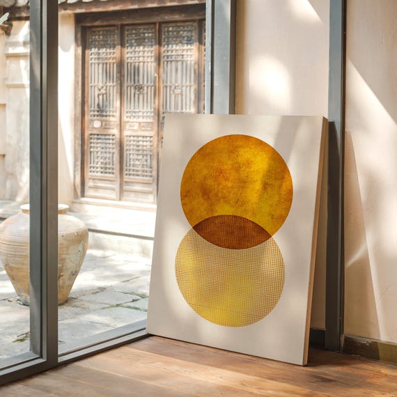 Geometric Sun Abstract Modern Minimal Circle Wall Art