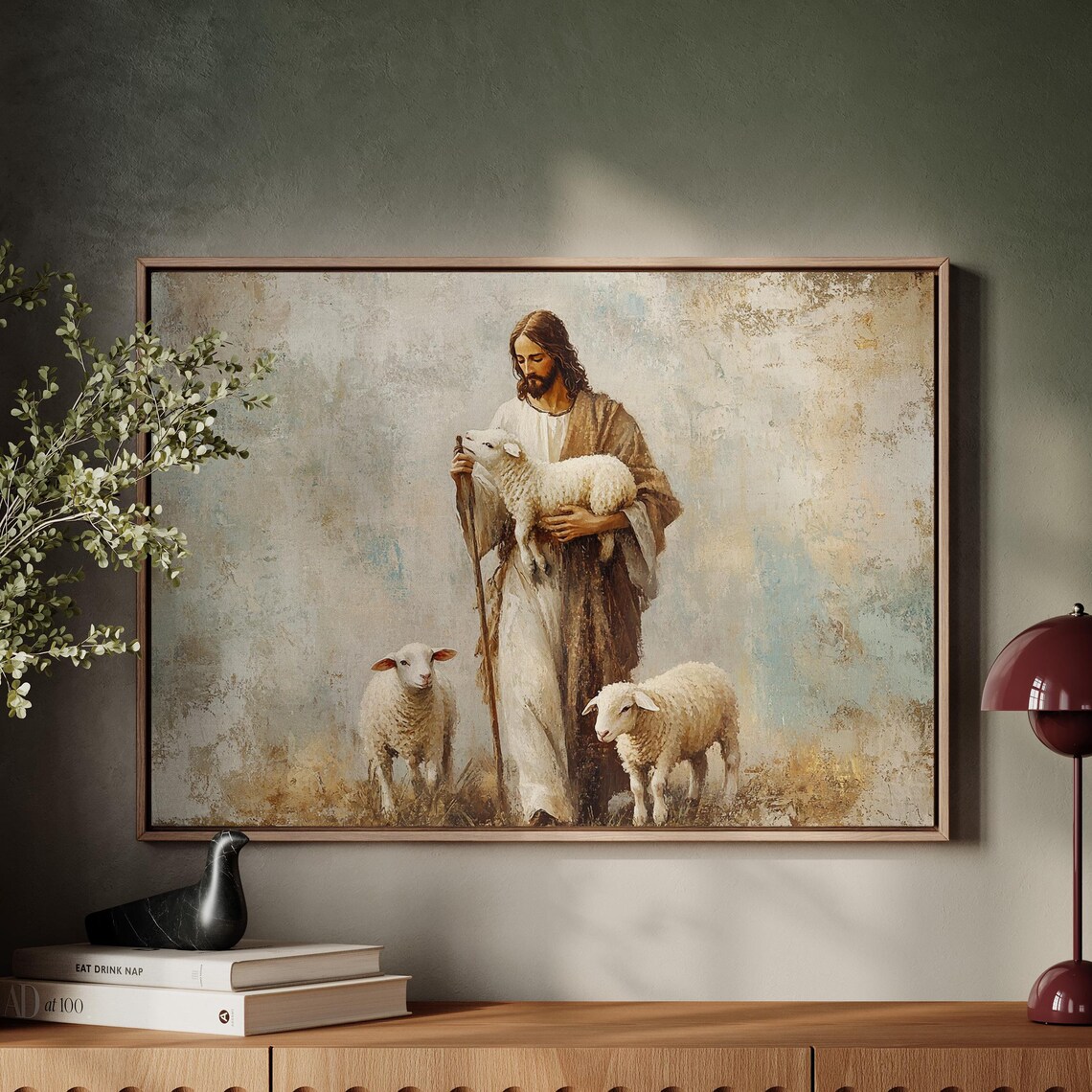 Jesus Holding A Lamb Christian Religious Art Print