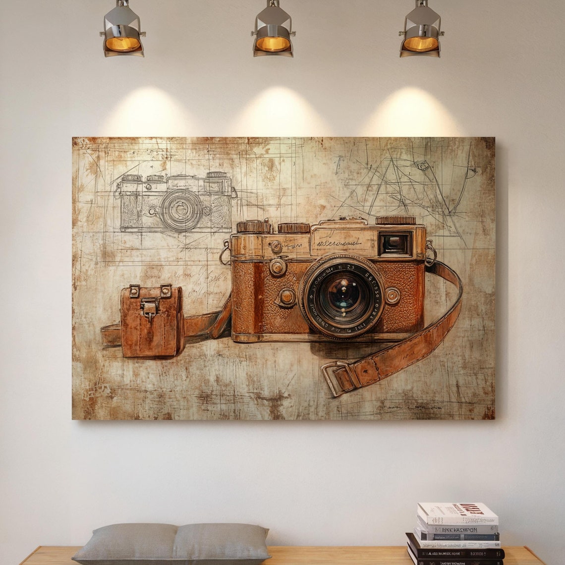 Rustic Vintage Leather Camera Sketch Antique Photography Poster