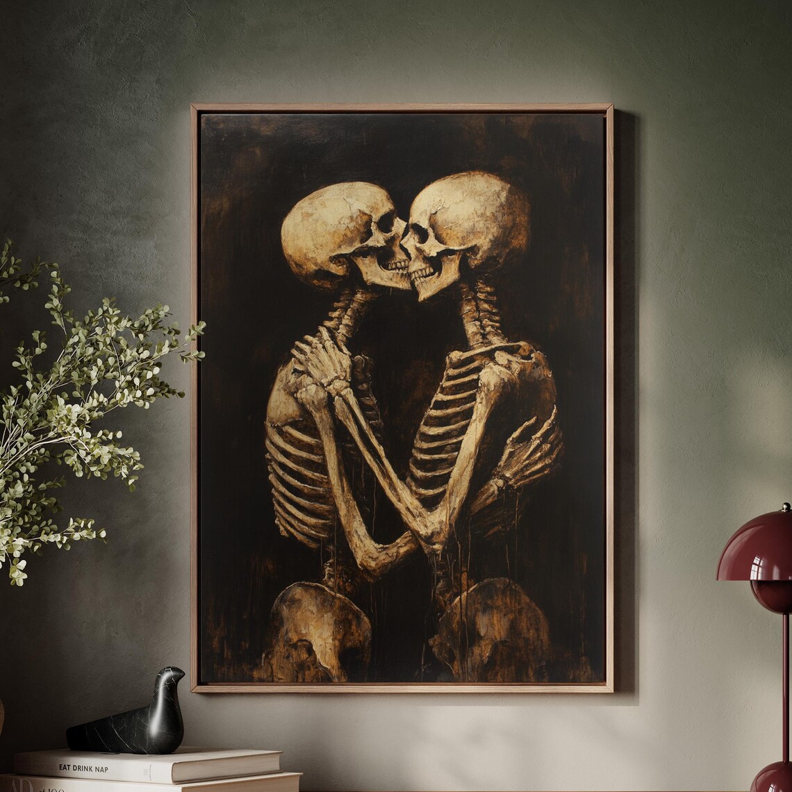 Eternal Embrace Skeleton Wall Art Print, Gothic