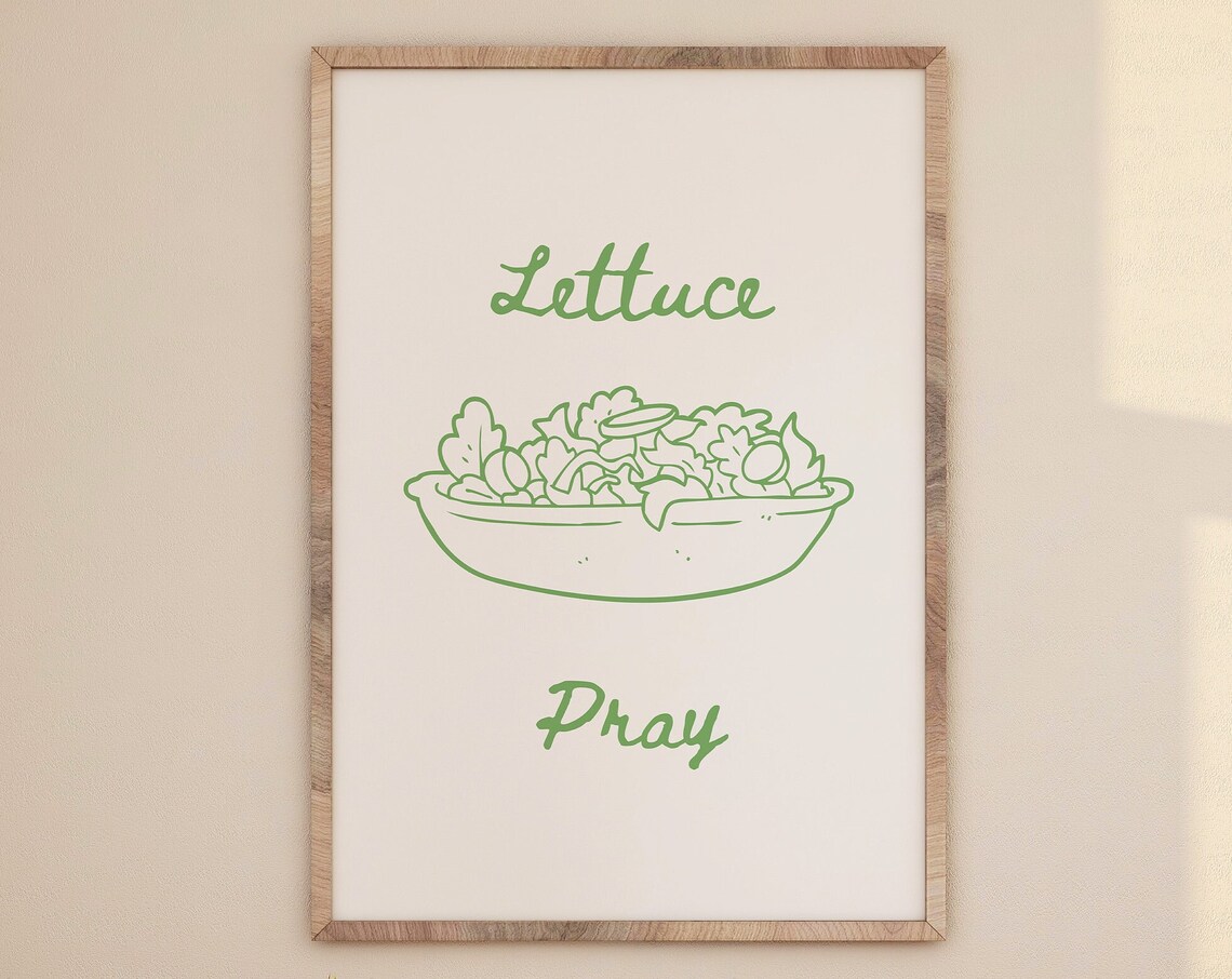 Lettuce Pray Christian Humor Poster, Funny Wall Art