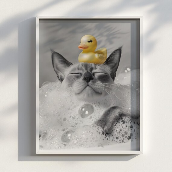 Tonkinese Cat Bubble Bath Rubber Duck Funny Kitten Cute Bath Poster