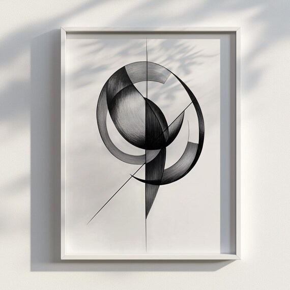Formcut Minimal Abstract Geometric Print With Rounds Edges Modern Shape Composition Art Wall Decor
