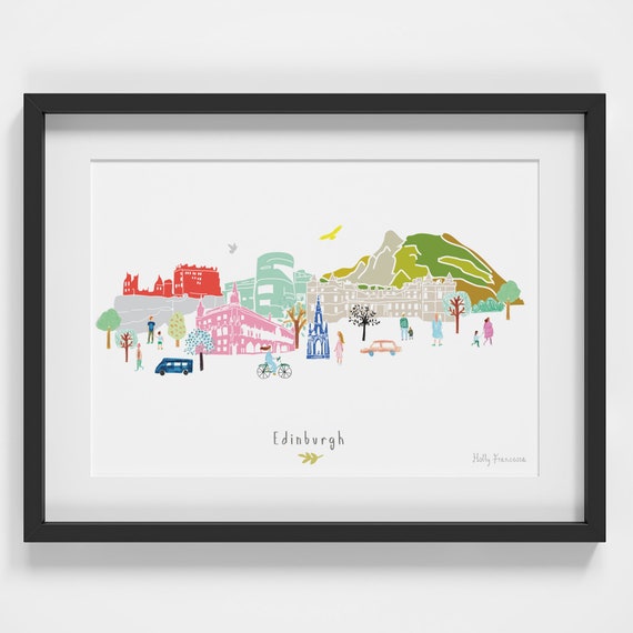 Edinburgh Skyline Cityscape Landmarks Art Print