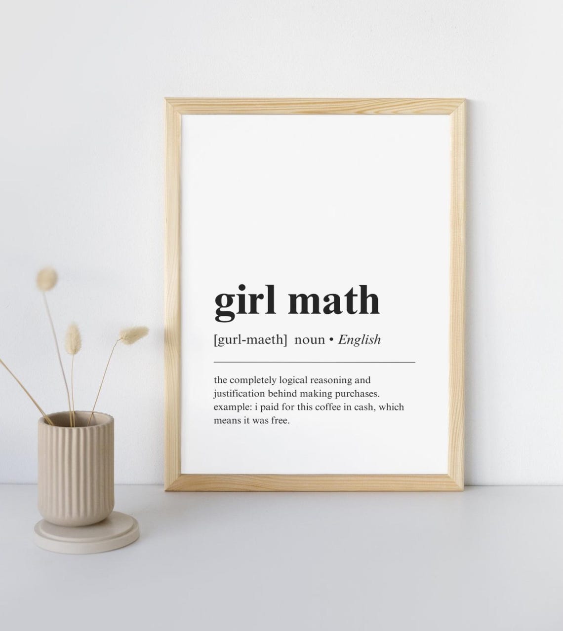 Girl Math Definition Funny Dictionary Poster Feminist Office Wall Decor - Image 3