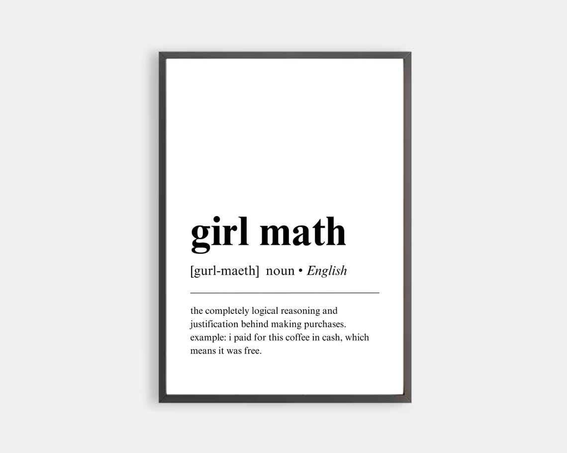 Girl Math Definition Funny Dictionary Poster Feminist Office Wall Decor - Image 2