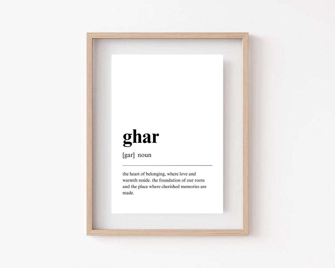 Ghar Definition Home Dictionary Poster South Asian Family Wall Decor - Image 3