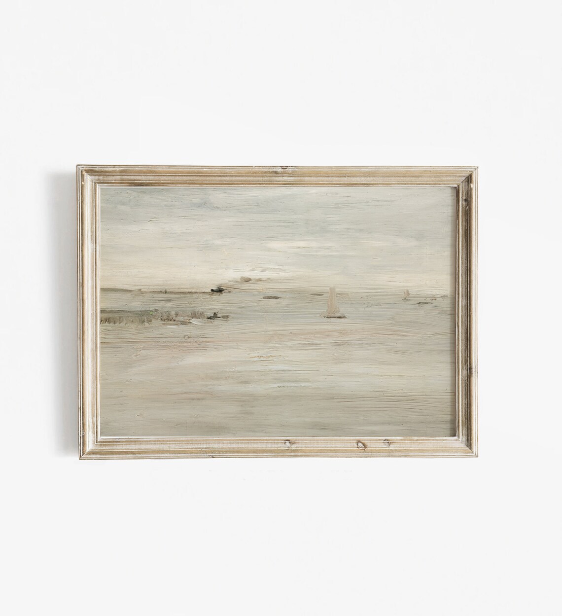Minimalist Neutral Seascape Abstract Beige Coastal Sailboat Vintage Style Poster - Image 2