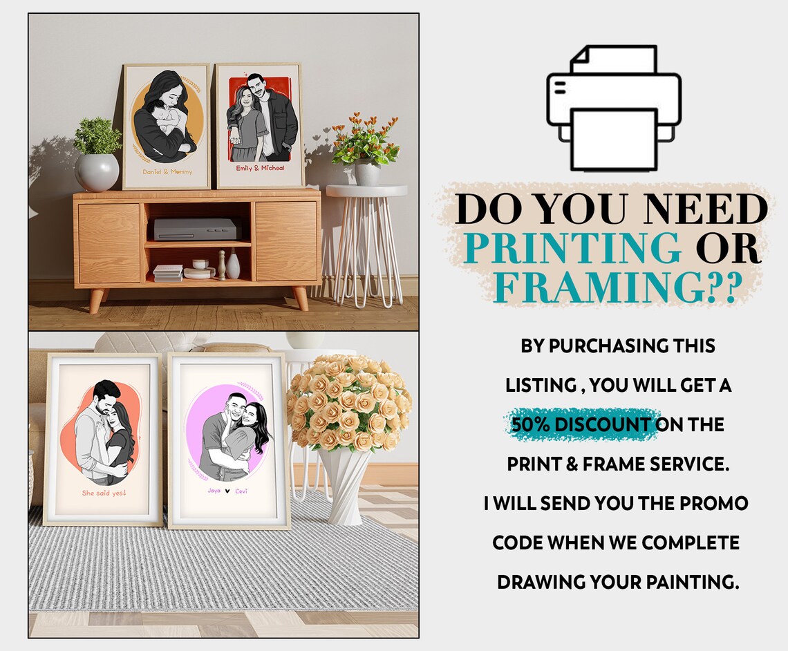 She Said Yes Engagement Couple Yellow Custom Portrait Poster - Image 3