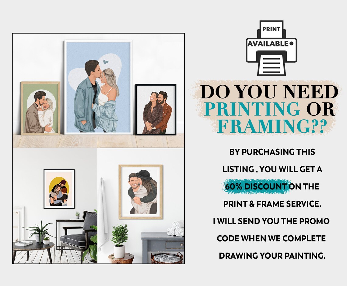 Personalized Couple Portrait Art Print, Anniversary - Image 6