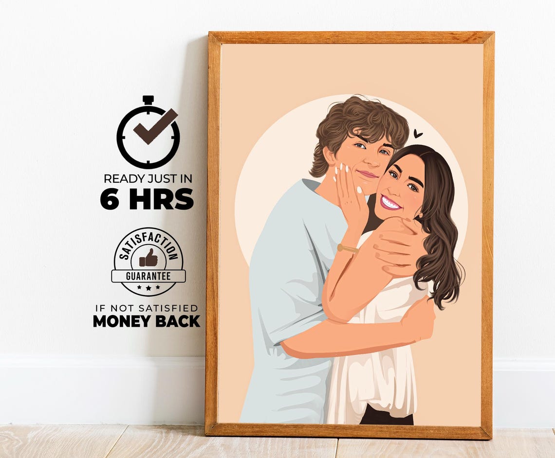Sweet Embracing Couple Faceless Custom Anniversary Portrait Poster