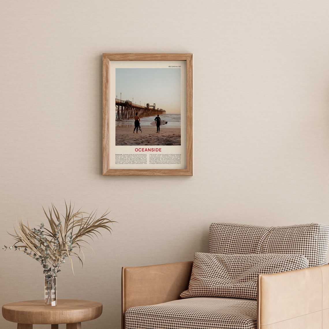 Oceanside Pier With Surfers On The Beach California Travel Poster - Image 3