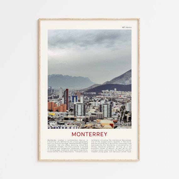 Monterrey Mexico City Mountains Skyline Film Photo Travel Poster