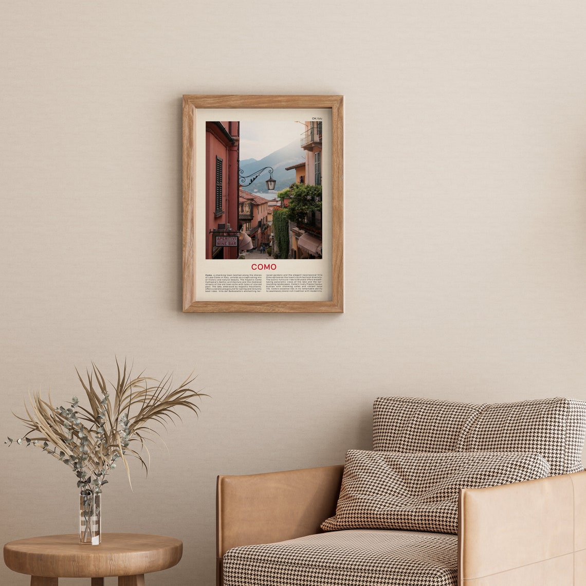 Minimalist Como Travel Photo Poster Featuring an Old Town Street - Image 3