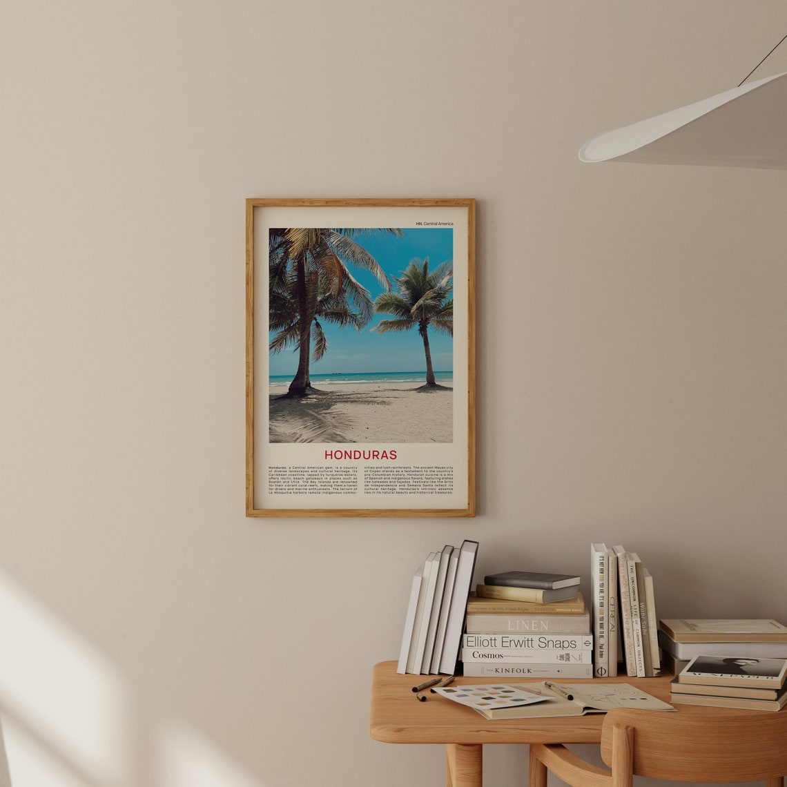 Honduras Caribbean White Sand Palm Beach Tropical Travel Poster - Image 2
