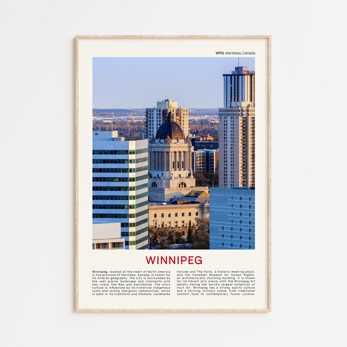 Winnipeg Manitoba City Skyline Golden Hour Photo Travel Poster